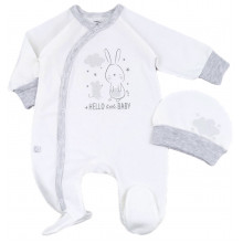 Человечек с шапочкой RoyalBaby Привет, малыш! молочный (байка) р.56, 0-3 мес Человечек с шапочкой RoyalBaby Привет, малыш! молочный (байка) р.56, 0-3 мес