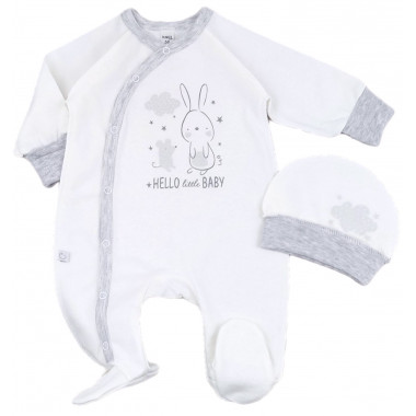 Человечек с шапочкой RoyalBaby Привет, малыш! молочный (байка) р.62, 0-6 мес