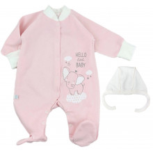 Человечек с шапочкой RoyalBaby Привет, малыш! розовый (байка) р.62, 0-6 мес