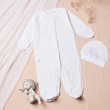 Человечек с шапочкой RoyalBaby Ажур Молочный 56см