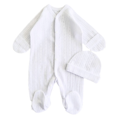Человечек с шапочкой RoyalBaby Ажур Белый р.56, 0-3 мес