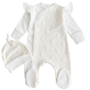 Человечек с шапочкой RoyalBaby Нежность, молочный (интерлок) р.62, 0-6 мес