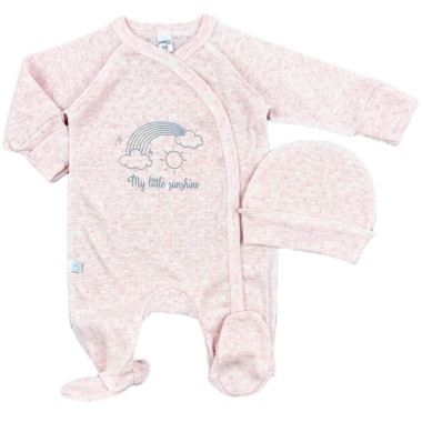 Человечек с шапочкой RoyalBaby My little sunshine, розовый (ажур) р.56, 0-3 мес