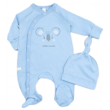 Человечек с шапочкой RoyalBaby Коала, голубой (интерлок) р.56 (0-3 мес)