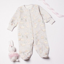 Человечек RoyalBaby Серый с зайками (байка) р.56, 0-3 мес Человечек RoyalBaby Серый с зайками (байка) р.56, 0-3 мес