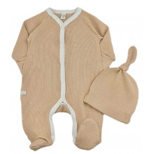 Человечек с шапочкой RoyalBaby Вафелька, бежевый р.56, 0-3 мес 