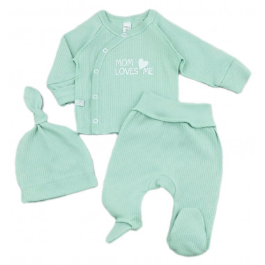 Комплект 3 ед. RoyalBaby Мятный "Mom Loves Me!" р.56, 0-3 мес