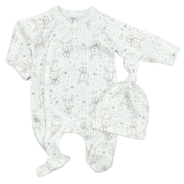 Человечек с шапочкой RoyalBaby Зайчонок (интерлок) р.56, 0-3 мес
