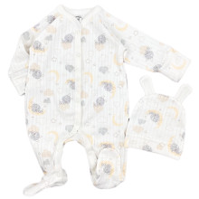 Человечек с шапочкой RoyalBaby Зайка на месяце с облачками (интерлок) р.56, 0-3 мес