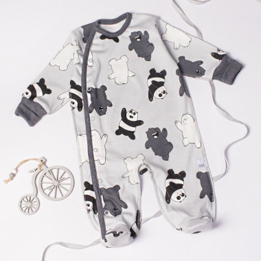 Человечек RoyalBaby Панды (интерлок) р.56, 0-3 мес 
