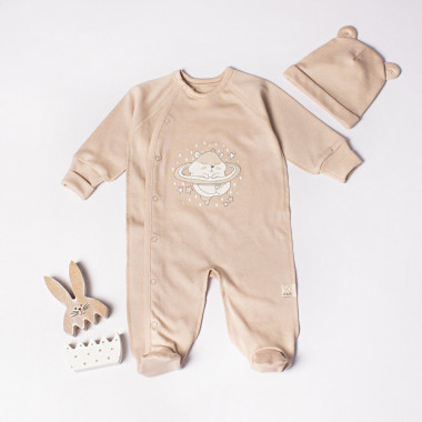 Человечек с шапочкой RoyalBaby Бежевый с хомячком (интерлок) р.62