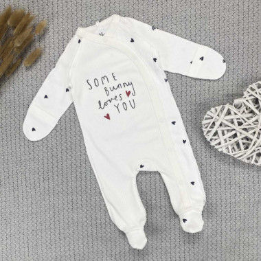 Человечек RoyalBaby Молочный, Some Bunny Loves You (интерлок) р.56, 0-3 мес