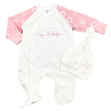 Человечек с шапочкой RoyalBaby Молочно-розовый My Baby (байка) р.56, 0-3 мес Человечек с шапочкой RoyalBaby Молочно-розовый My Baby (байка) р.56, 0-3 мес