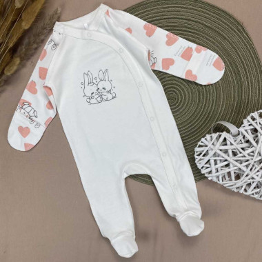 Человечек RoyalBaby Милые зайчата с сердечками (интерлок) р.56, 0-3 мес