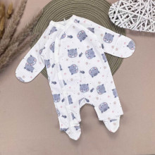 Человечек RoyalBaby Серые котики (байка) р.56, 0-3 мес 