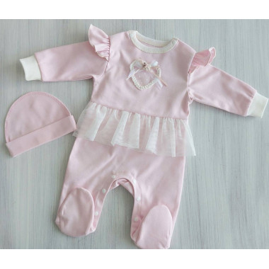 Человечек с шапочкой RoyalBaby Розовый с фатином р.62 - 0-6 мес.