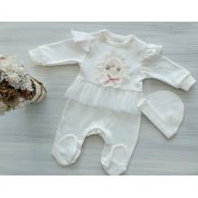 Человечек с шапочкой RoyalBaby Молочный с фатином р.56 - 0-3 мес. Человечек с шапочкой RoyalBaby Молочный с фатином р.56 - 0-3 мес.