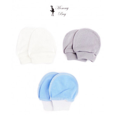 Рукавички-царапки набор 3 шт для мальчика Сине-серые 