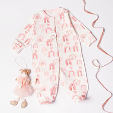 Человечек RoyalBaby Розовые радуги (байка) р.56, 0-3 мес