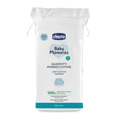 Салфетки мягкие хлопковые Chicco Baby Moments, 60 шт
