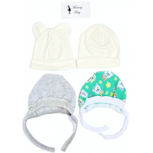 Шапочки-чепчики 0-3 мес Набор 4 шт Унисекс 62 см Шапочки-чепчики 0-3 мес Набор 4 шт Унисекс 62 см