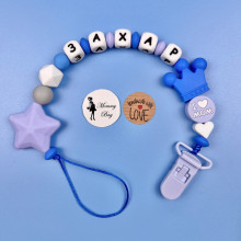 Держатель именной для пустышки Mommy Bag Голубой “I Love Mom” Держатель именной для пустышки Mommy Bag Голубой “I Love Mom”