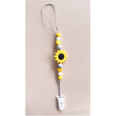 Держатель для пустышки Mommy Bag Подсолнух желто-серый