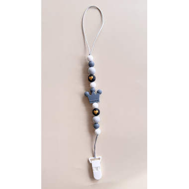 Держатель для пустышки Mommy Bag Корона серо-молочная