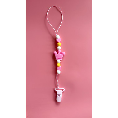 Держатель для пустышки Mommy Bag Корона розовато-лимонная