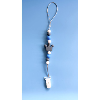 Держатель для пустышки Mommy Bag Корона серо-голубая