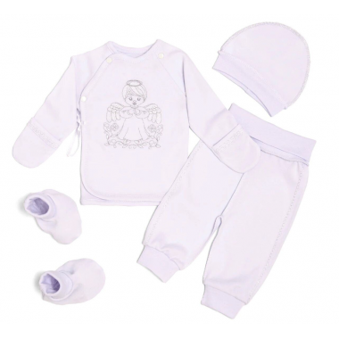 Комплект на крещение 4 ед. RoyalBaby Ангелочек р.62, 0-6 мес