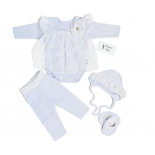 Комплект на крещение 4 ед. с боди-платьем Мария р.56, 0-3 мес