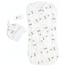 Евро-пеленка кокон на молнии с шапочкой Молоко №31 (6 - 12 мес)