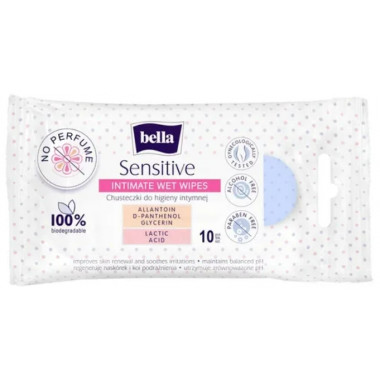 Влажные салфетки для интимной гигиены Bella Sensitive 10 шт