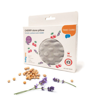 Грелочка из косточек вишни и ароматом лаванды 13х16 см. Серая Babyono