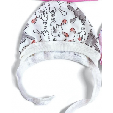 Шапочка-чепчик 0-6 мес Милые кролики №43