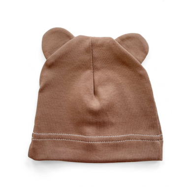 Шапочка Baby Body 0-6 мес Кофейная с ушками №18