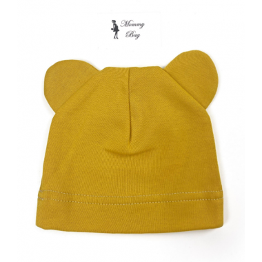  Шапочка Baby Body 0-6 мес (окружность головы - 38 см)  Горчичная с ушками №9