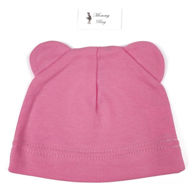 Шапочка Baby Body 0-6 мес Малиновая с ушками №37