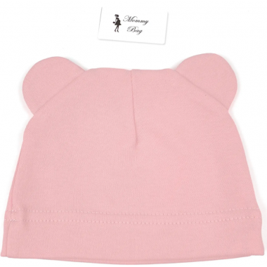 Шапочка Baby Body 0-6 мес Пудровая с ушками №54