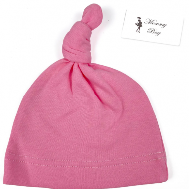 Шапочка RoyalBaby  0-6 мес Розовая с узелком №32
