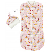 Евро-пеленка кокон на молнии с шапочкой Единороги #8