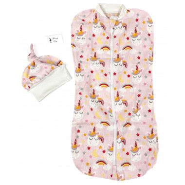 Евро-пеленка кокон на молнии с шапочкой Единороги #8
