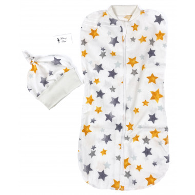 Евро-пеленка кокон на молнии с шапочкой Звездочки #12