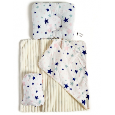 Набор в коляску 3в1 (простынь, плед, подушка) Звездочки №9
