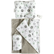 Набор постельного белья 3в1 в Круглую/овальную постель (простынь, плед, подушка) Мишки-индейцы №17