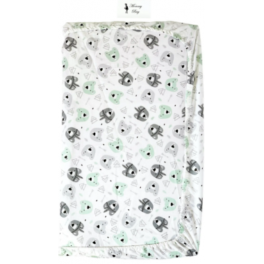 Простынь на резинке в коляску Мишки-индейцы арт.КЛ-17