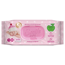 Влажные салфетки Smile Baby c клапаном 72 шт