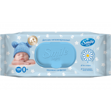 Влажные салфетки Smile Baby c клапаном 100 шт