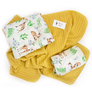 Набор в коляску 3в1 Косули с хлопковым пледом